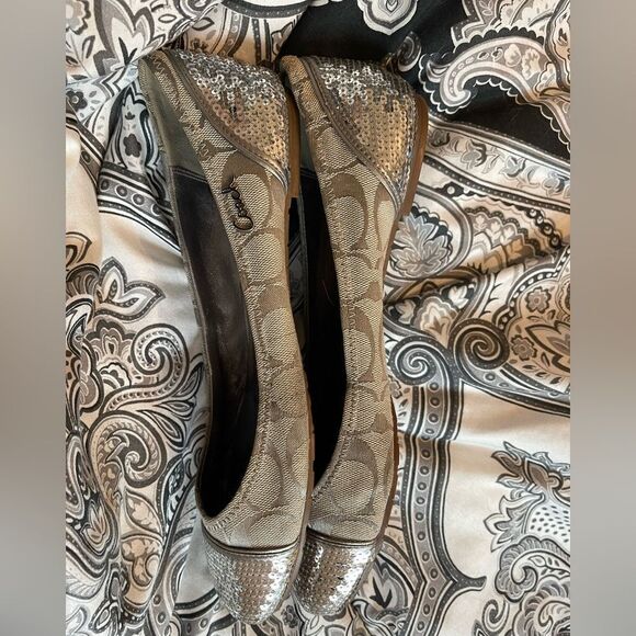 Coach Ballet sequined silver and tan sz 8.5B - Picture 12 of 12